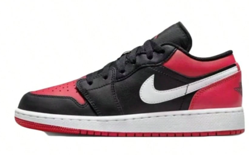 Nike Air Jordan 1 AJ1 Low GS Black Gym Red White Shoes 553560-066