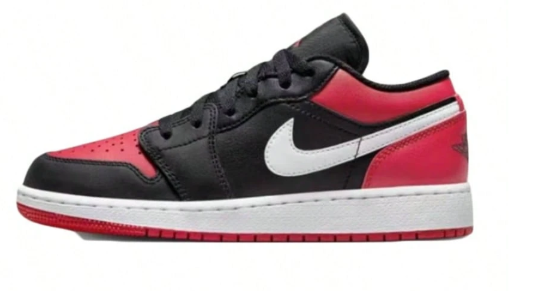 Nike Air Jordan 1 AJ1 Low GS Black Gym Red White Shoes 553560-066