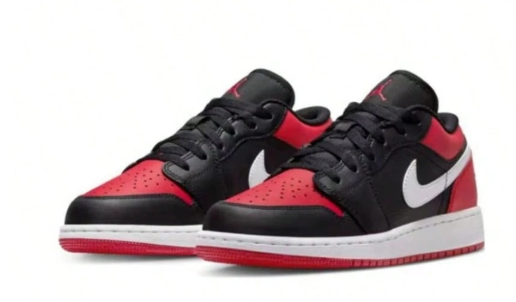 Nike Air Jordan 1 AJ1 Low GS Black Gym Red White Shoes 553560-066